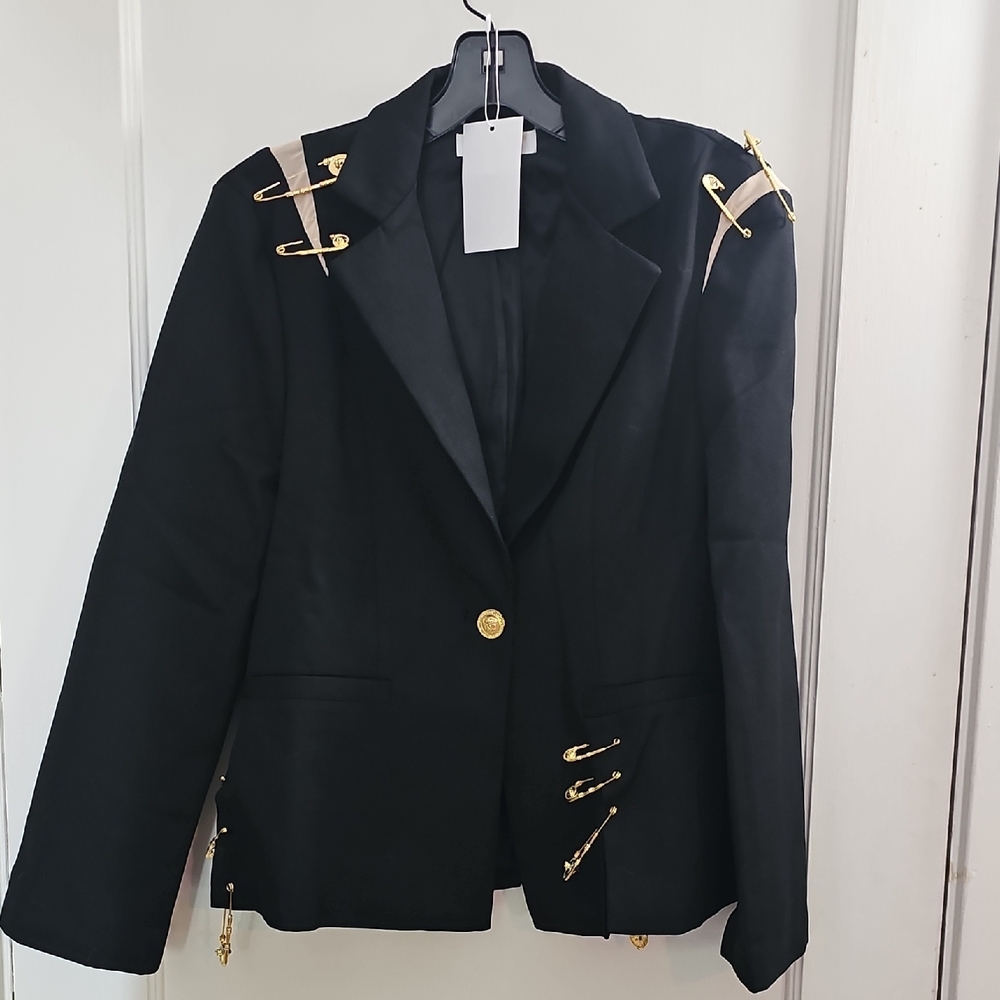 Black Blazer with Gold Accents